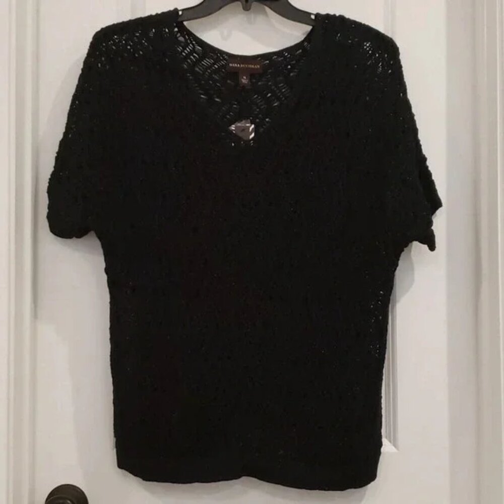 Sparkle Short Sleeve V-neck Sweater Top w/Cami Women XL Dana Buchman
